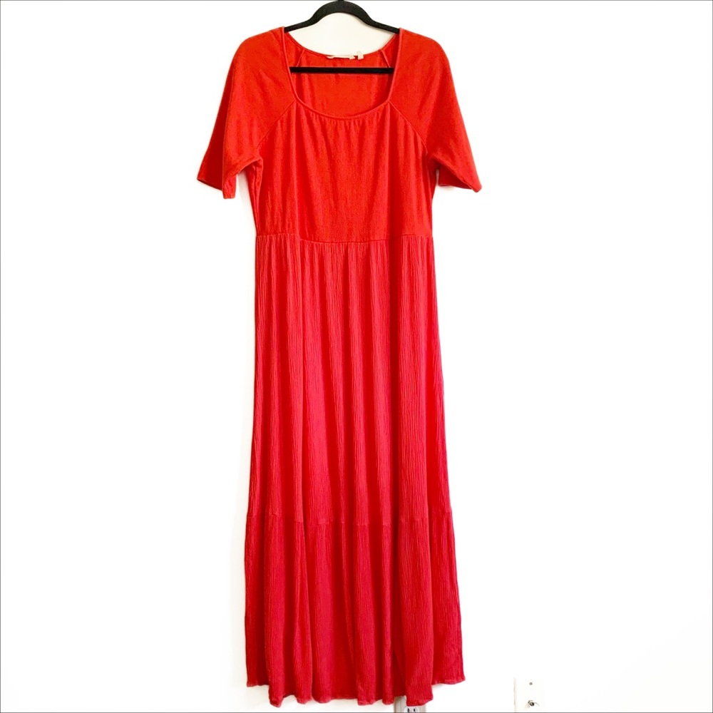 Soft Surroundings Briar Boho Fiery Red Tiered Maxi Dress Large - Picture 3 of 10